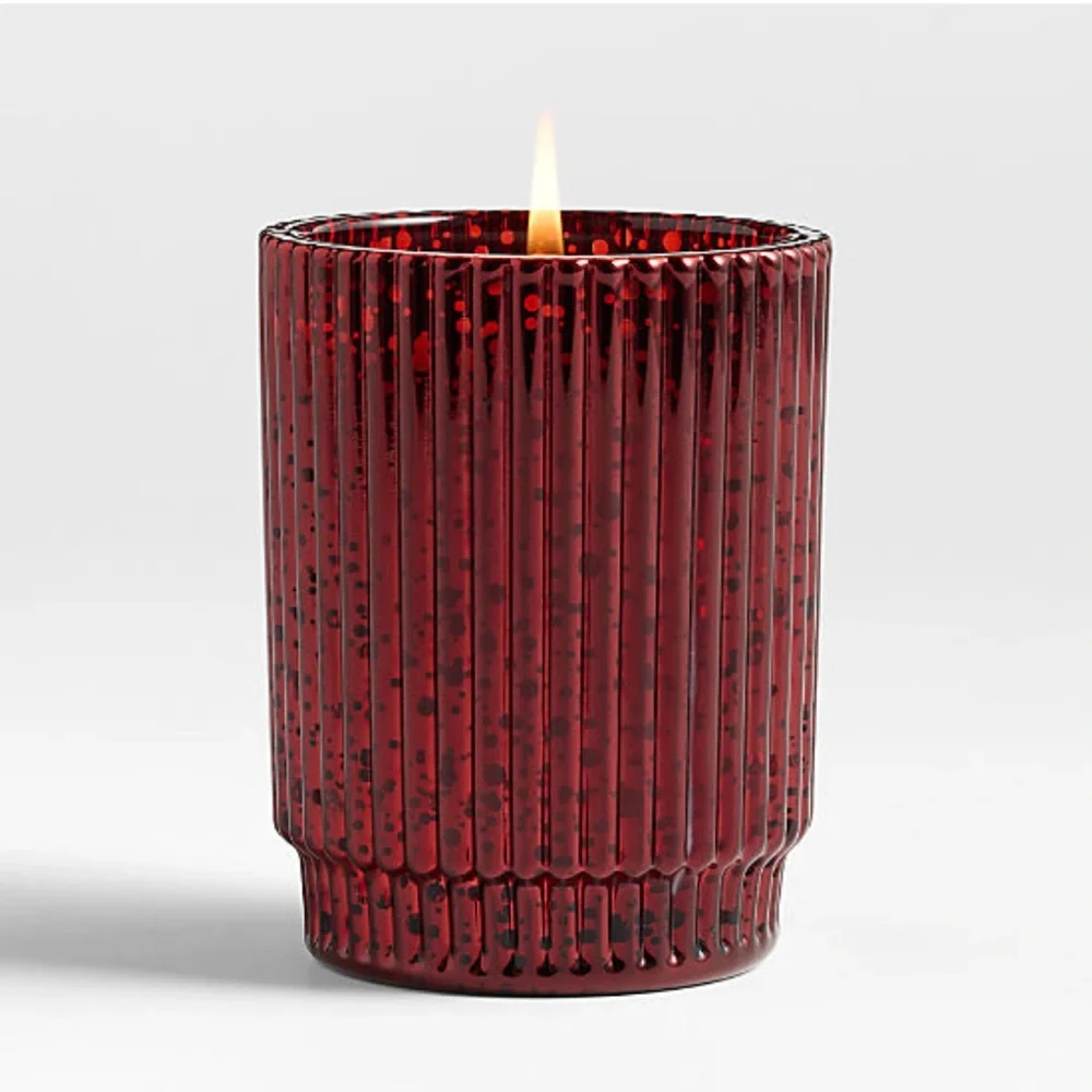 New! 🕯️✨🍊Crate&Barrel Deep Red Ribbed Candle